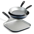 thumbnail image 1 of Tramontina Primaware 3-Piece Nonstick Sauté Pan and Griddle Set, 9.5” and 11” Sauté Pans, and 11” Griddle Blue, 1 of 12