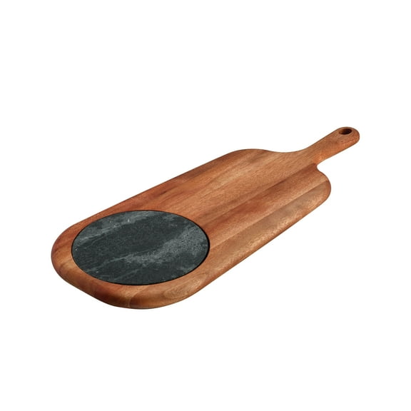 Tramontina Provence 2-Piece African Mahogany Cheese Serving Board with Marble Insert, Natural Oil Finish