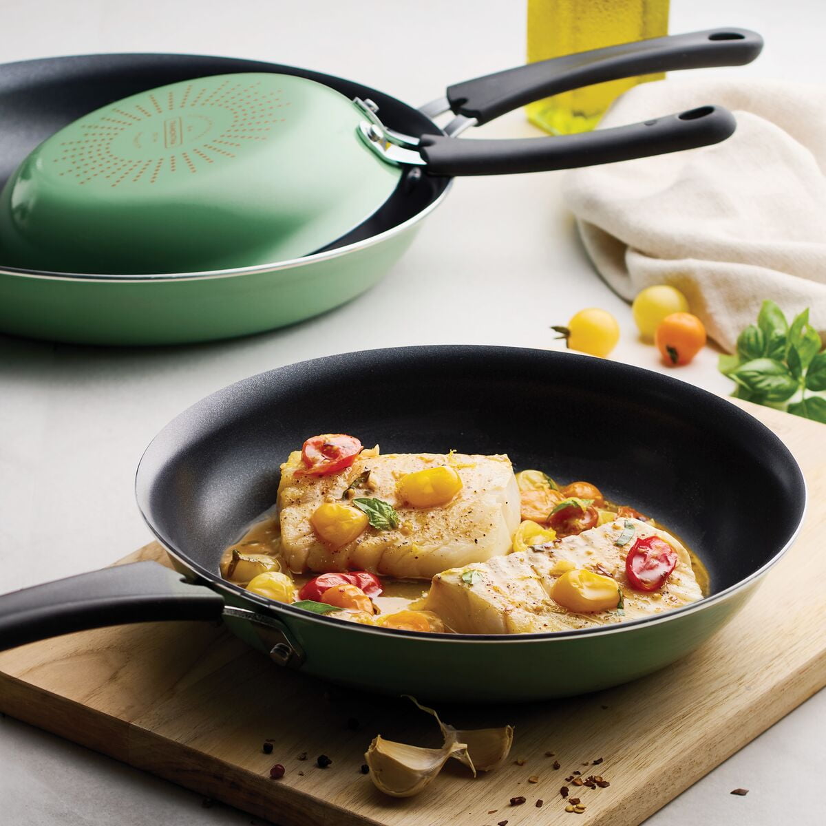 Sage Green Non-Stick Ceramic Coated Fry Pan Set