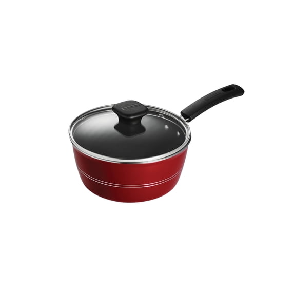 Tramontina Sicilia 2.5-Quart Non Stick Sauce Pan with Glass Lid, Aluminum Nonstick Saucepan, Raspberry
