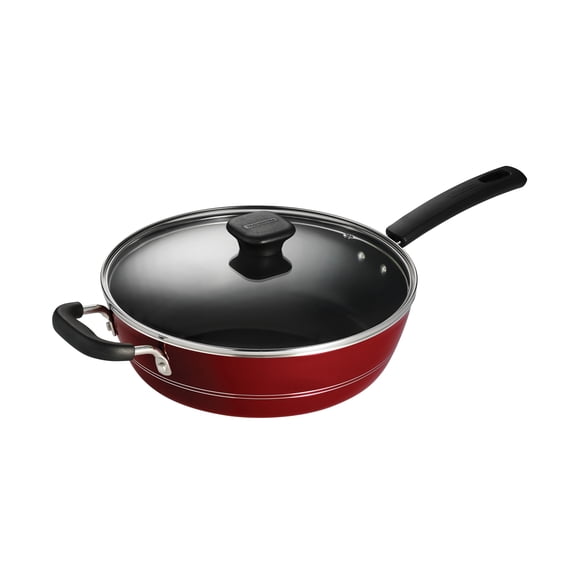 Tramontina Sicilia 4.5-Quart Non Stick Chef Pan with Glass Lid, Aluminum Nonstick Saute Cooking Pan, Raspberry