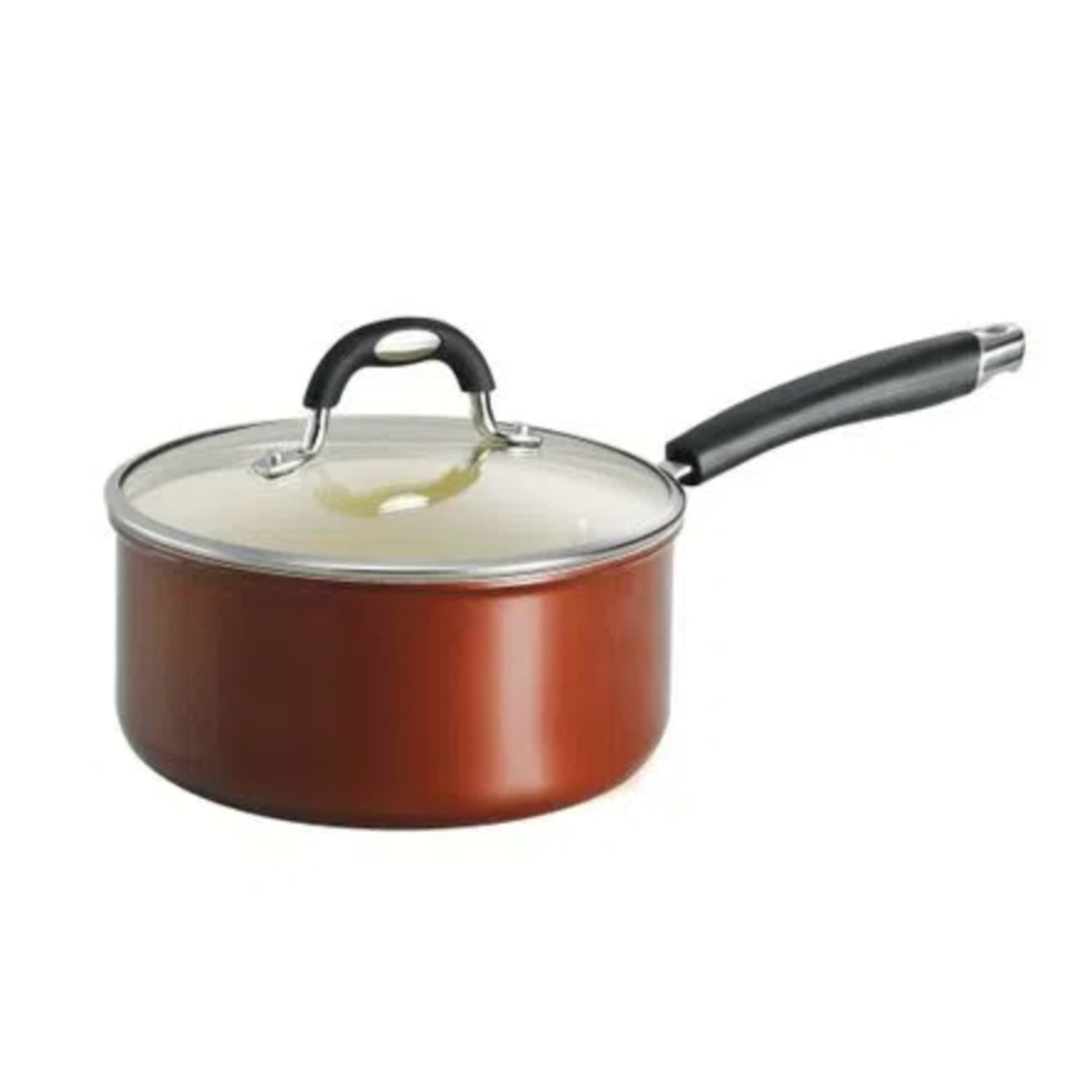 Metallic Copper 3-Quart Nonstick Sauce Pan with Glass Lid