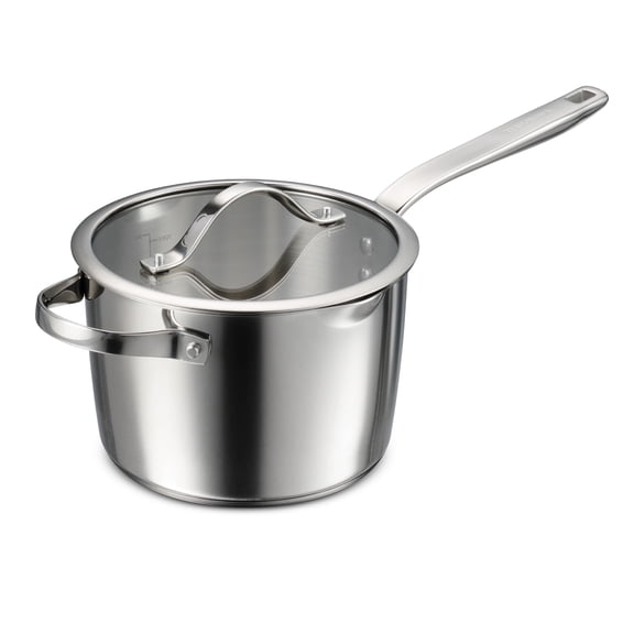 Tramontina Tempo Tri-Ply Base Stainless Steel 4-Quart Sauce Pan with Glass Lid, Induction-Ready Saucepan, Oven-Safe, Dishwasher-Safe