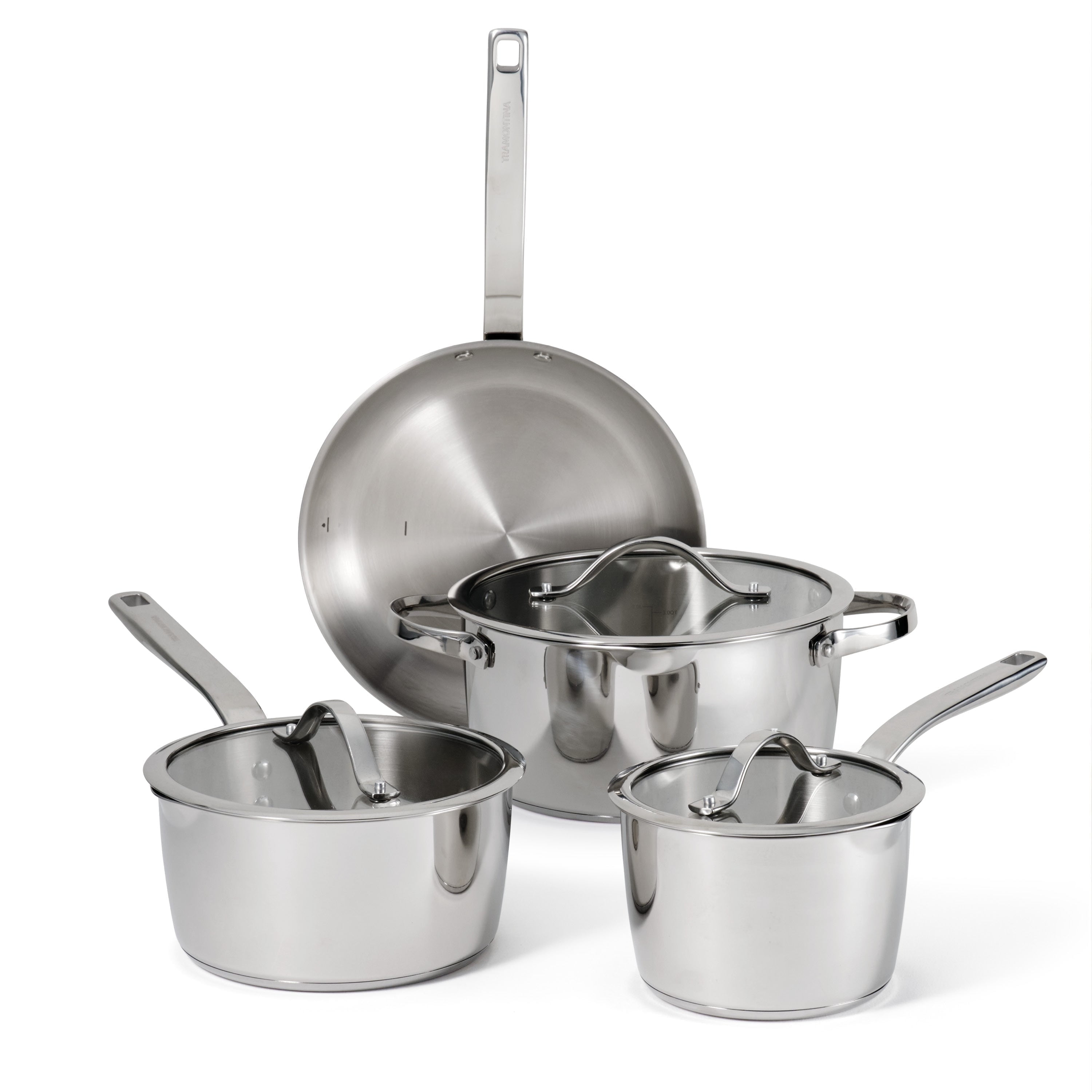 Stainless Steel 7-Piece Cookware Set with Glass Lids
