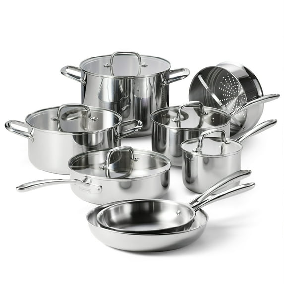 Tramontina Triverge 13 Piece Tri Ply Clad Stainless Steel Cookware Set ...