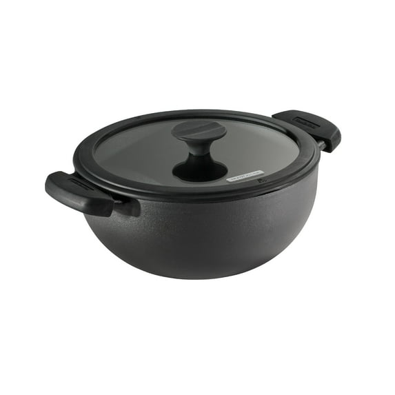 Tramontina Utsava 3.9-Quart Pre-Seasoned Cast Iron Kadai with Lid, Kadhai Pot for Indian Cooking