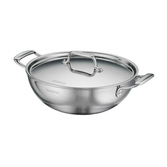 Tramontina Utsava Tri-Ply Clad 3.75 Qt Covered Kadai with Ceramic Interior – Induction-Ready