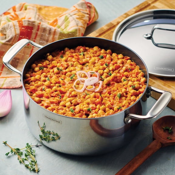 Tramontina Utsava Tri-Ply Clad 5 Qt Covered Casserole with Ceramic Interior – Induction-Ready