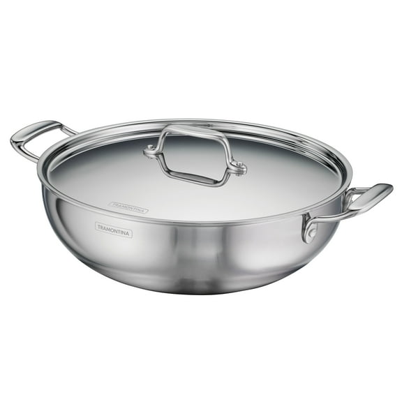 Tramontina Utsava Tri-Ply Clad 6 Qt Covered Kadai with Ceramic Interior – Induction-Ready