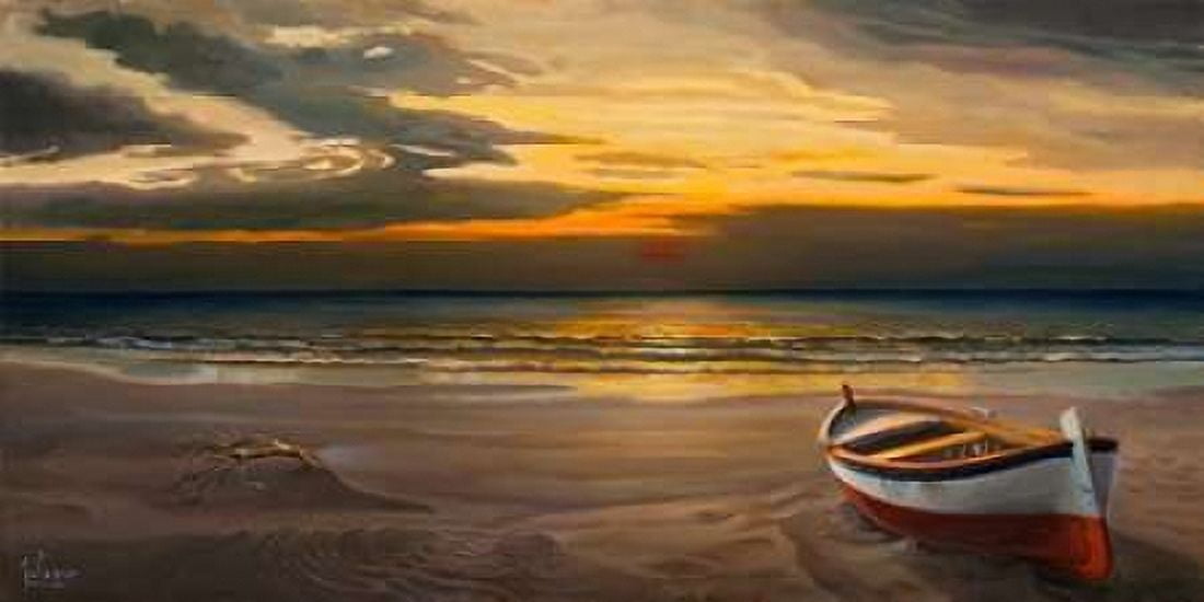 Tramonto sulla battigia Canvas Art - Adriano Galasso (24 x 48)