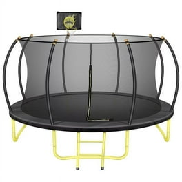 12FT Trampoline for Kids Adults Outdoor Recreational Trampoline with Ladder Enclosure Net Heavy Duty Pumpkin Trampoline with Curved Poles 660 Weight Capacity Walmart