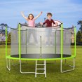 thumbnail image 1 of Trampoline 16ft, Kids Trampolines with Basketball Hoop, Safety Enclosure and Ladder for Home Backyard Lawn, Green, 1 of 9