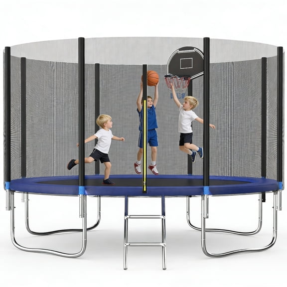 Shengchao Trade 10FT Recreational Trampoline with Enclosure Net and Ladder, Outdoor Anti-Rust, ASTM Approved