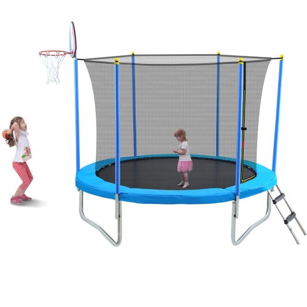Trampoline 8FT with Basketball Hoop, Outdoor Trampolines Recreational