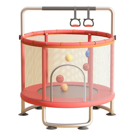 Trampoline,Adjustable Toddler Trampoline with Basketball Hoop,Swing,Sandbag,Ocean Balls,440lbs Indoor Outdoor Toddler Trampoline with Enclosure Net