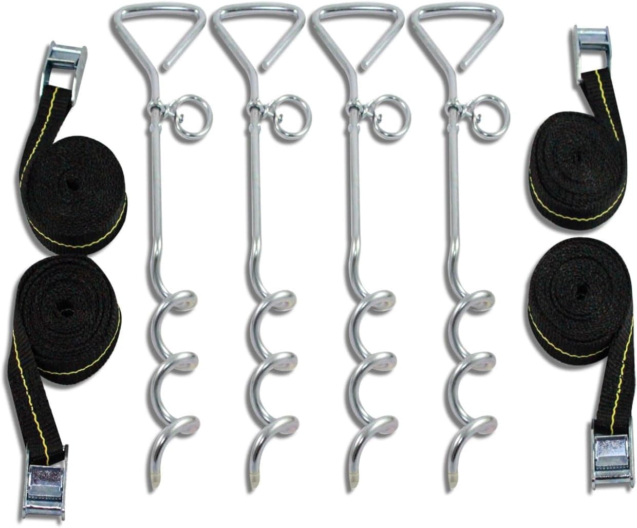 Trampoline Anchor Kit - Heavy Duty Tie Down System - Set of 4 - Tie ...