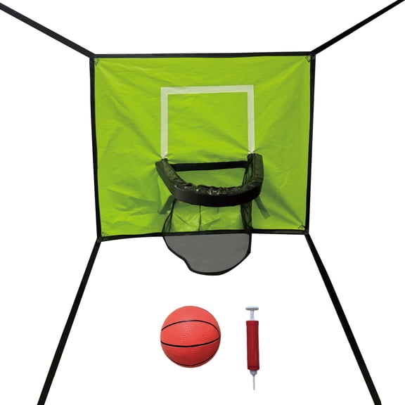 Trampoline Basketball Hoop with Pump 1 Mini Ball Rotating Kids Basketball Ring for Trampolines Easy Install Universal Fit for Backyard Indoor Family Fun,Green