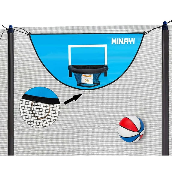 Trampoline Basketball Hoop with Basketballs | Breakaway Rim for Dunking | Waterproof Sunscreen | Trampoline Accessory for All Ages