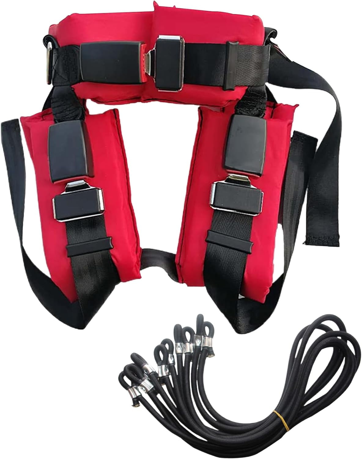 Trampoline Bungee Safety Harness for Kids : 3-Buckle Safety Harness for Bungee Jumping,Kids Bungee Safety Belts Protecting Chest, Waist and Thighs,Child Harness with 4PCS Elastic Ropes 1.2m
