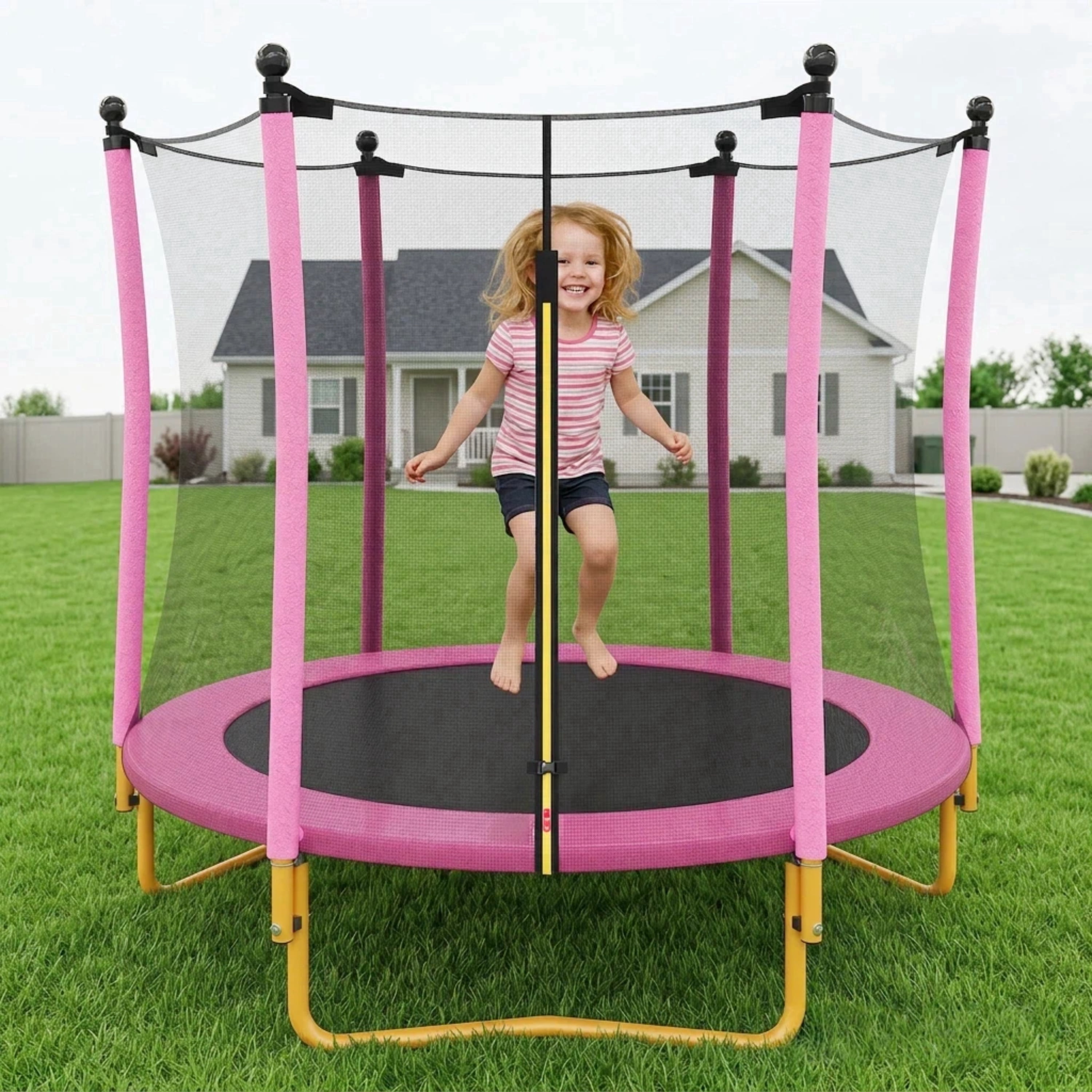 Trampoline with Safety Enclosure Net for Kids, SEGMART 65" Indoor Outdoor Toddler Trampoline with Spring Pading, Indoor Outdoor Kids Trampoline with Jumping Mat, Small Round Trampoline for Boys Girls