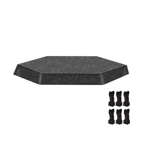 Trampoline Cover,Round Heavy Duty Sunblock Cloth Black Top Sun Shade & Leaf Protection Mesh Tarp with Elastic Cord for Outdoor Backyard Playground