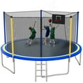 thumbnail image 1 of 14FT Recreational Trampoline with Enclosure Net and Ladder, SEGMART Outdoor Trampoline with Basketball Hoop, Backyard Trampoline, Heavy Duty Round Trampoline for Kids and Adults, 1 of 9