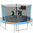 thumbnail image 1 of 14FT Recreational Trampoline with Enclosure Net and Ladder, SEGMART Outdoor Trampoline with Basketball Hoop, Backyard Trampoline, Heavy Duty Round Trampoline for Kids and Adults, 1 of 9