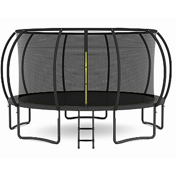 Trampoline For Fitness 16FT Outdoor Big Trampoline With Backboard&ball,Light,Shoes Bag,Anchor Kit,Inner Safety Net,Ladder,Spring Cover Padding,For , Black Color,Indoor Trampoline