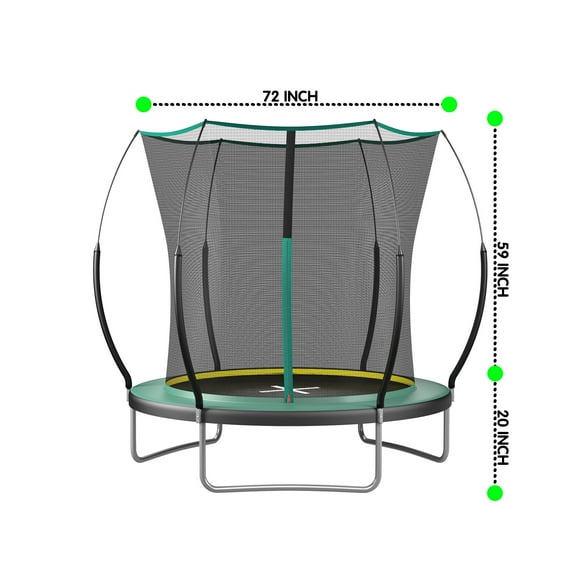 Trampoline For Fitness, YC 6FT Springfree no Gap Trampoline- Green, Dark Green Indoor Trampoline,Steel Outdoor Trampoline, Fitness & Sports, Fitness, Trampolines YC 6FT Springfree no Gap Trampoline-