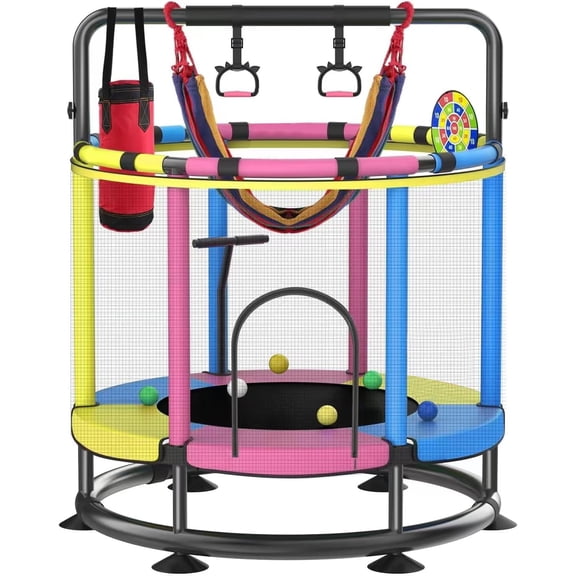 Trampoline For  Full Anti-rust 440lbs Anti-rollover Round Bottom T-handrail Adjustable Trampolines Dart Board