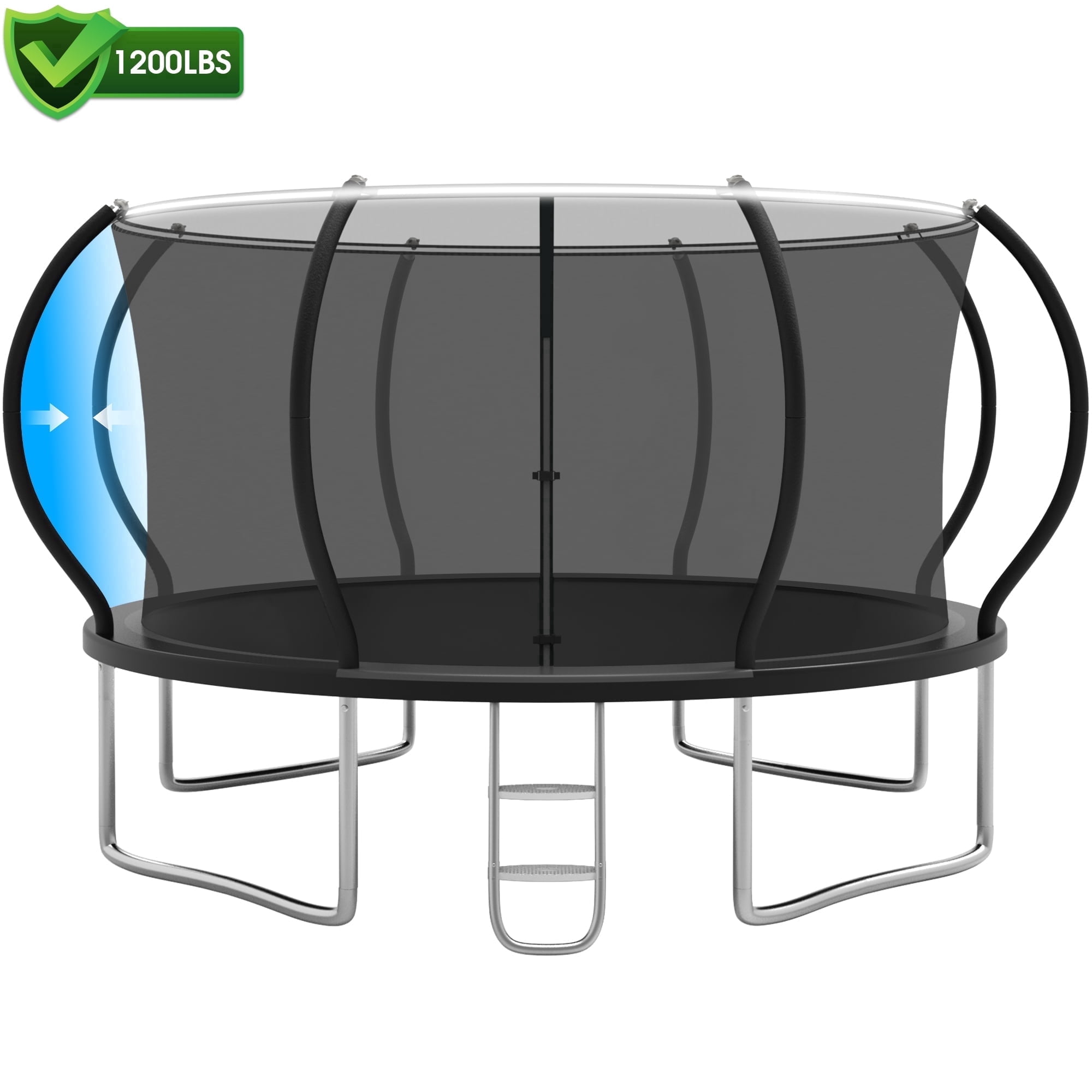 Cochan 12 FT Trampoline with Enclosure Net, 1200LBS Outdoor Trampoline for Kids and Adults with Ladder, Anti-Rust Backyard Heavy Duty Round Trampoline with Net, 4-5 Children,Birthday Gift