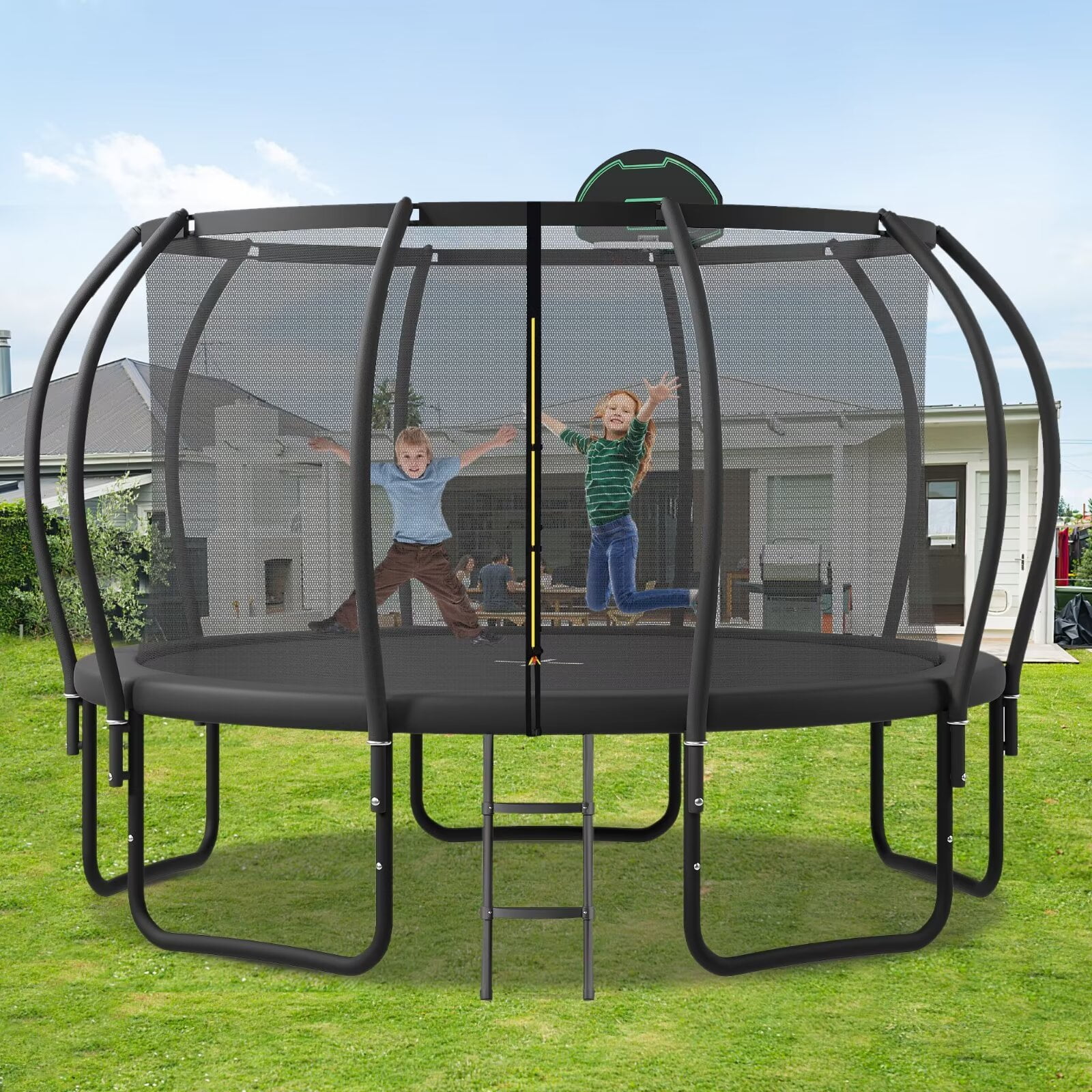 HOCOZLLY Outdoor Trampoline 12FT 14FT 16FT With Safety Enclosure - Reinforced Frame, Wide Ladder, UV-Resistant For Backyard Fun