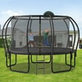 thumbnail image 1 of Trampoline for Kids, 14FT Recreational Trampoline with Enclosure Net, Basketball Board and Upgraded Arc Pole, Heavy Duty Outdoor Trampoline with 10 Ground Stakes, Black, 1 of 7