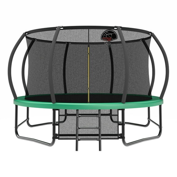 Trampoline For Kids 14FT Trampoline with Enclosure - Recreational Trampolines with Ladder and AntiRust Coating, ASTM Approval Outdoor Trampoline for Kids,Mini Trampoline