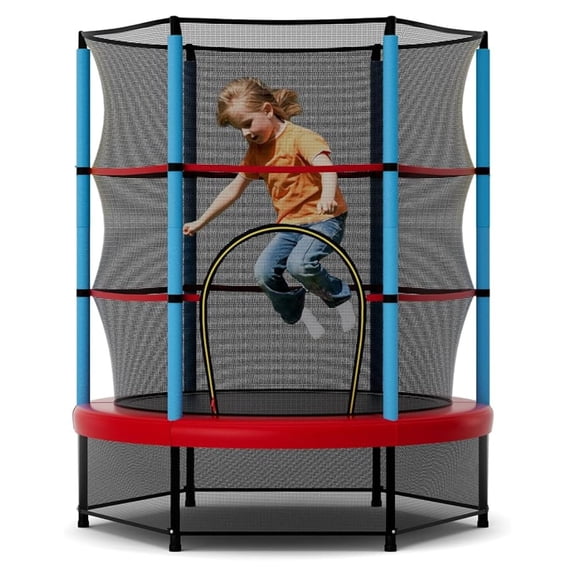 Trampoline for Kids, 55” Toddler Trampoline with All Round Enclosure Net, Safety Pad & Large Access, Indoor/Outdoor Mini Kids Rebounder for Backyard Apartment