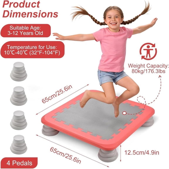 Trampoline for Kids, Indoor Rebounder Non-Slip Base, Sensory Trampoline for Autism Kids, Bounce Board for Sensory Integration Training, Outdoor Recreation