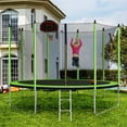 thumbnail image 1 of Trampoline for Kids, New Upgraded 10-Feet Outdoor Trampoline with Safety Enclosure Net, Basketball Hoop and Ladder, Heavy-Duty Round Trampoline for Indoor Outdoor Backyard, Holds 264lb,Green,LLL3861, 1 of 10