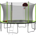 thumbnail image 1 of Trampoline for Kids, New Upgraded 14-Feet Outdoor Trampoline with Safety Enclosure Net, Basketball Hoop and Ladder, Heavy-Duty Round Trampoline for Indoor or Outdoor Backyard, Hold 264lb,Green,LLL1630, 1 of 10