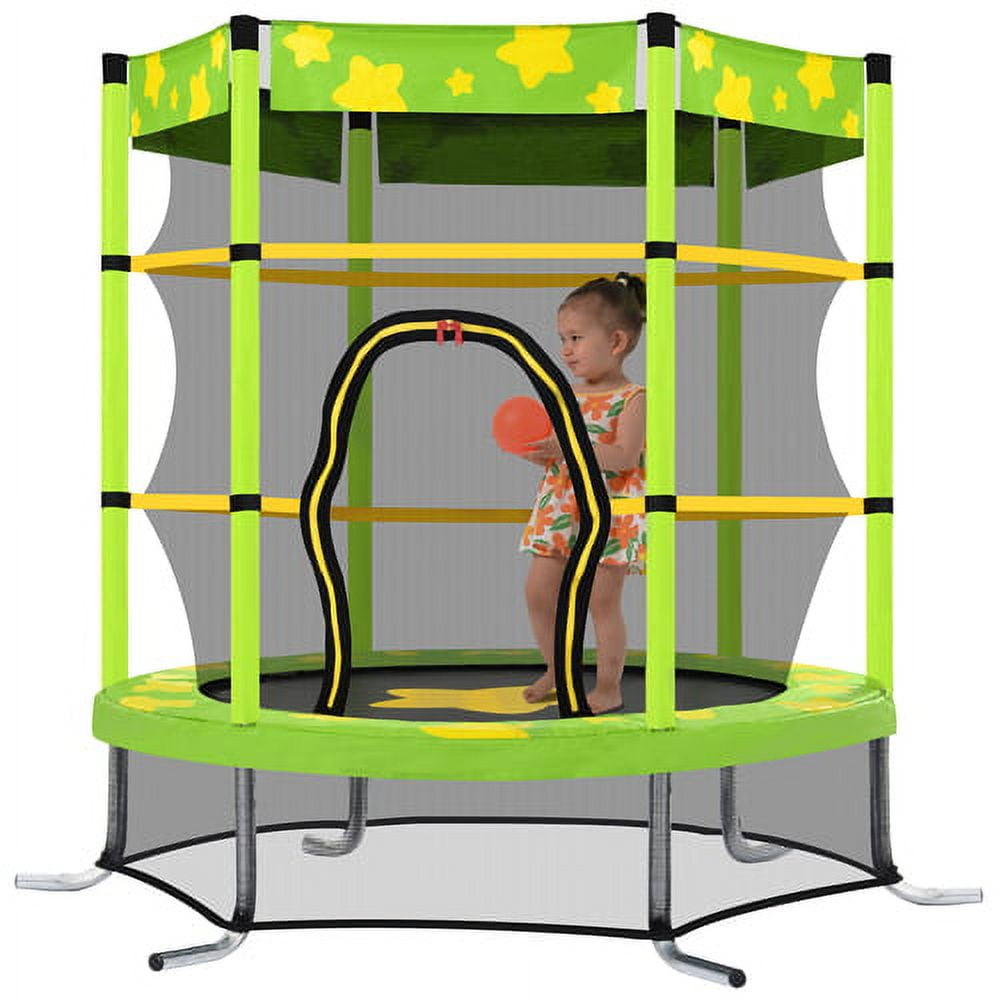 Trampoline for Kids with Safety Enclosure Net & Spring Pad, 55 Inch