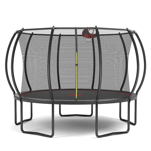 Trampoline For Kids, YC 12FT trampoline Pumpkin- Black Red, Black+Red Outdoor Trampoline,Steel Mini Trampoline, Fitness & Sports Fitness Trampolines YC 12FT trampoline Pumpkin- Black Red