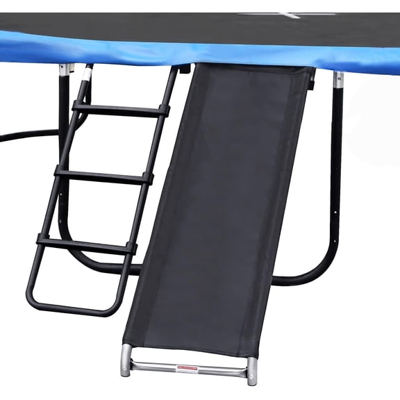 Trampoline Ladder Slide kit, Trampoline Weather Resistant Galvanized Ladder with Slide for , Steel Shoe Storage Bag