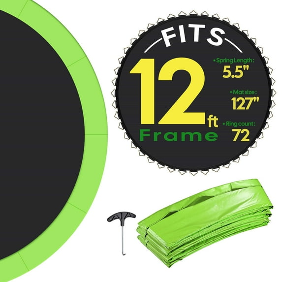 Yescom Trampoline Mat & Pad Replacement Kit with 72V-Ring Fits 12 ft Trampoline Frame