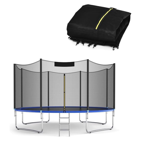 Trampoline Net, 8FT 10FT 12FT 14FT 15FT 16FT Trampoline Enclosure for Straight Poles, Weather Resistant Trampoline Netting Replacement with Double-Headed Zipper & Protection Buckles, Net Only