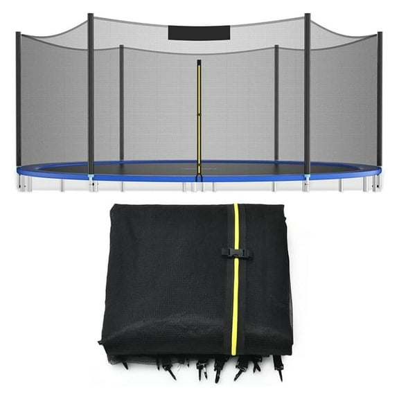Trampoline Net, Trampoline Enclosure for 8 10 12 14 15 16Ft Round Trampoline with Double-Headed Zippers & Buckles, Weather-Resistant Sun-Protective Trampoline Replacement Net