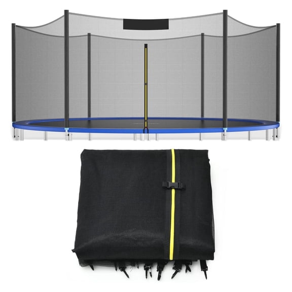 Trampoline Net, Trampoline Enclosure for 8 10 12 14 15 16Ft Round Trampoline with Double-Headed Zippers & Buckles, Weather-Resistant Sun-Protective Trampoline Replacement Net