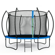 Trampoline Outdoor 12FT Trampoline with Safety Enclosure Net - Recreational Trampolines with Ladder and AntiRust Coating, ASTM Approval Outdoor Trampoline for Kids