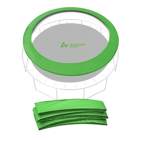Trampoline Pad Replacement, 10 FT Trampoline Replacement Safety Pad, 10FT Trampoline Spring Cover Waterproof UV Resistant Tear Resistant Surround Spring Foam Cover, Round Frame No Hole for Pole Green