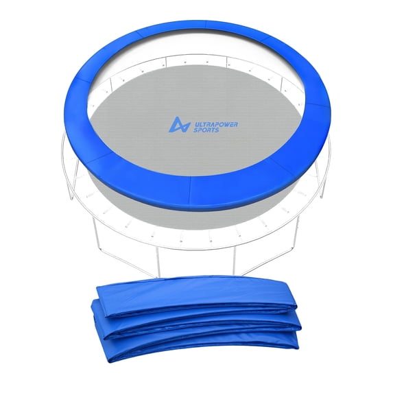 Trampoline Pad Replacement, 15 FT Trampoline Replacement Safety Pad, 15FT Trampoline Spring Cover Waterproof UV Resistant Tear Resistant Surround Spring Foam Cover, Round Frame No Hole for Pole Blue