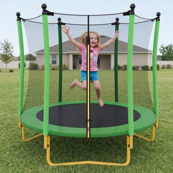 Trampoline with Safety Enclosure Net for Kids, SEGMART 65" Indoor Outdoor Toddler Trampoline with Spring Pading, Indoor Outdoor Kids Trampoline with Jumping Mat, Small Round Trampoline for Boys Girls