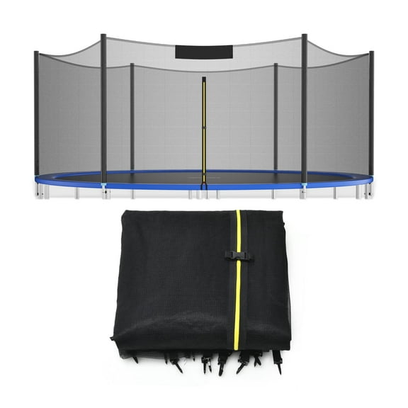 Trampoline Safety Net, 15Ft Round Trampoline Enclosure Replacement with Double Zippers, Weather Resistant PE Material, 6Ft High Protection, Transparent Design, Black